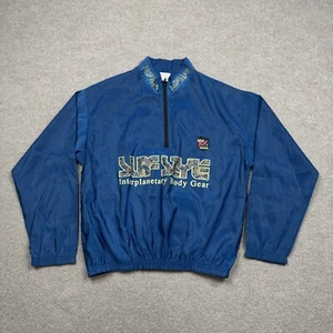 Surf Style Men's Jacket Size L Blue Quarter Zip Windbreaker Vintage 90s Nylon - Picture 1 of 10