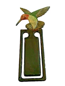 Vintage Hummingbird Bookmark Black Acrylic Green Red Page Holder - Picture 1 of 4