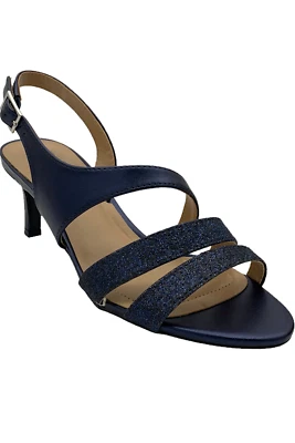 Zapatos de salón Naturalizer de tacón medio con tiras Taimi azul marino metálico Foto 1 de 3