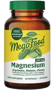 MegaFood Magnesium 300 mg - Highly absorbable blend of Magnesium Glycinate, Magn - Picture 1 of 6