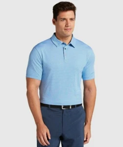 Polo da golf Jack Nicklaus blu a righe traspirante nuova (taglia small) CR - Foto 1 di 5