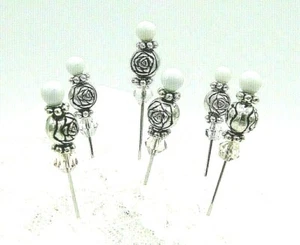 Bulletin Board Tack Pins Office Cubical Decoration Memo Holder Mini Beaded Roses - Picture 1 of 2