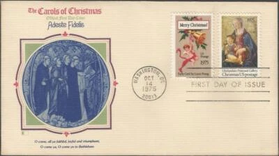 Scott 1579-80 FDC - 10 cent - 1975 - Christmas - FDOI - Very Fine - Image 1 of 2