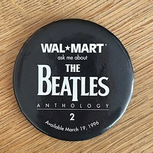 Vintage 1996 THE BEATLES button Anthology 2 Apple Walmart Cross promotion pin 3" - Picture 1 of 2