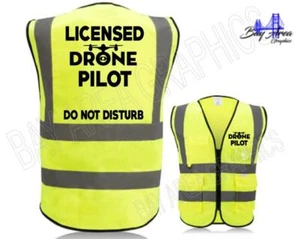 Licensed Drone Pilot Safety vest YELLOW REFLECTIVE+POCKETS+High Visibility - Picture 1 of 3