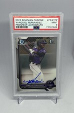 2022 Bowman Chrome Yanquiel Fernandez 1st Bowman Auto PSA 9 COLORADO ROCKIES