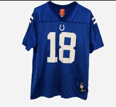 Reebok Colts Jersey Peyton Manning Size Youth XL Indianapolis Football Blue QB Cover