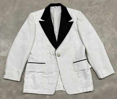 After Six Formals Tuxedo Suit Jacket Mens 40 Short White With Black Lapel - Image 1 of 4