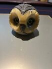 Vintage Hand Carved Alabaster Owl Paperweight With Glass Eyes Made In Italy