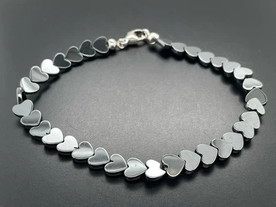 ARMBAND 925/-SILBER RHODINIERT MIT HÄMATIT BEH. SILBERZEIT SCHMUCKJAGD - Bild 1 von 4