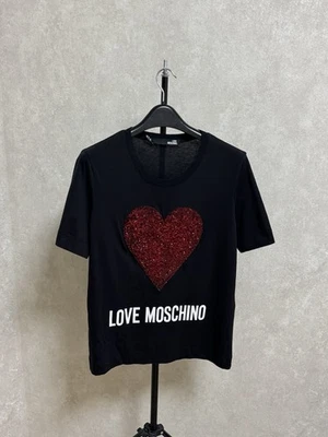 Love Moschino Estrás Corazón Logo Estampado Algodón Mujer Camiseta Talla 36 40 S Foto 1 de 4