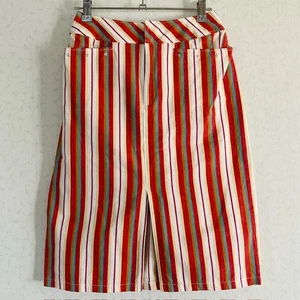 Knee-length skirt 100% cotton Stripe Zipper Waist:23–25 inches export from JAPAN - Picture 1 of 24