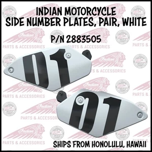 INDIAN OEM FTR1200 SIDE NUMBER PLATES, PAIR, WHITE P/N 2883505 - Picture 1 of 3