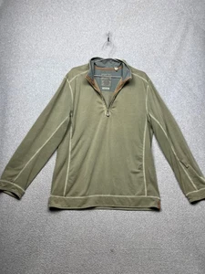 Tommy Bahama Quarter Zip Sweater Large Island Modern Fit Green Casual Long Sleev - Picture 1 of 8