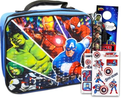 Bolsa de almuerzo escolar aislada Marvel Avengers niños niños lonchera Foto 1 de 3
