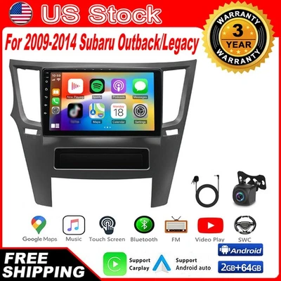 9" CAR STEREO RADIO GPS Fit For 2009-2014 Subaru Outback Apple Carplay Android15 Foto 1 de 4