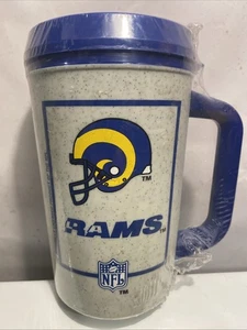 Tazza plastica da viaggio NOS vintage 7-11 Aladdin NFL 1995 Los Angeles Rams 20 oz tazza - Foto 1 di 5