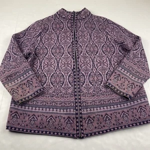 Pendleton 100% Merino Wool Zip Cardigan Sweater Jacket Women’s 1X Purple - Picture 1 of 7