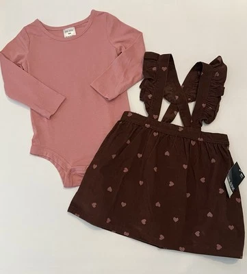 Lindo conjunto de 2 piezas de body de vestido en general para bebé niña ropa 18 meses corazón Foto 1 de 3