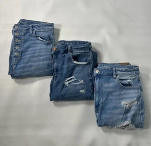 3 paia jeans donna American Eagle taglia 14 X-Short vari stili orzo indossati! - Foto 1 di 11