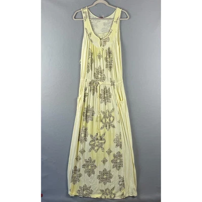 Juicy Couture Floral Tasseled Maxi Dress Womens Medium Yellow Jersey Hawaiian - Image 1 of 4
