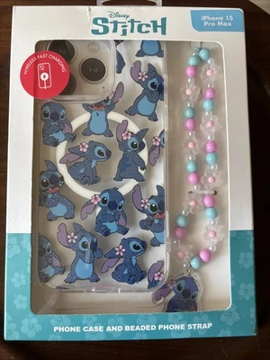 Funda rígida Lilo Stitch Skinny Dip iPhone 15 Pro Max correa con cuentas brillo Foto 1 de 3