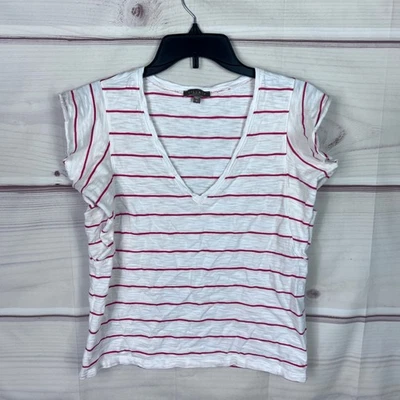 Camiseta Lilla P Top Mujer M Naranja Rayas Manga Acampanada Algodón Cuello en V Básica Foto 1 de 4