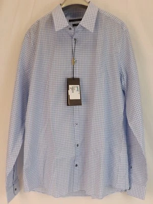 CAMISA DE VESTIR DELGADA CLÁSICA DE ALGODÓN A CUADROS BLANCA AZUL CIELO GUCCI NUEVA CON ETIQUETAS 17.5 44 #307648 Foto 1 de 4