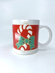 Vintage 1992 J.I.I. Christmas Candy Cane Bow Coffee/Tea/Cocoa Mug • 10 fl oz - Picture 1 of 12