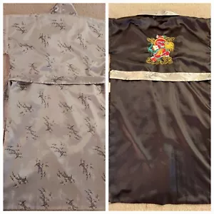 De Colección Unisex Reversible Seda Cinturón Bata Kimono Negro Dragón Asiático Talla Grande - Imagen 1 de 14