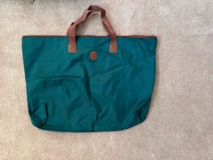 Vintage 90s Polo Ralph Lauren Large Green Nylon Travel Tote Bag Zippered - Picture 1 of 18