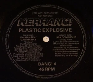 Kerrang! Plastic Explosive Gamma Ray Kai Hansen & Lisa Dominque 1990 UK 7" Flexi - Picture 1 of 2