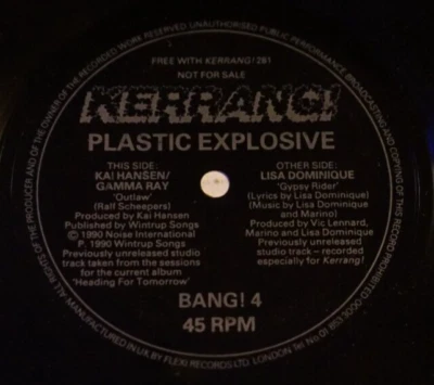 Kerrang! Plastic Explosive Gamma Ray Kai Hansen & Lisa Dominque 1990 UK 7" Flexi - Image 1 of 2