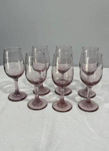 Libbey Mauve Light pink purple wine water glasses 8 Oz vintage 90s set of 7 - Picture 1 of 15