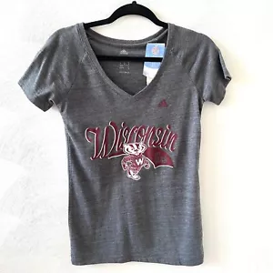 NWT Adidas Women's Wisconsin Badgers Script Tail TriBlend T-Shirt -Size S - Picture 1 of 7