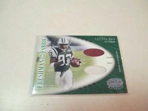 2001 LEAF CERTIFIED MATERIALS SANTANA MOSS DUAL PW JERSEY & FOOTBALL PATCH RELIC - Picture 1 of 2