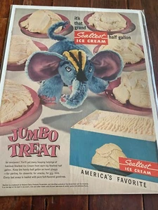 Vintage 1954 Sealtest Vanilla Ice Cream Jumbo Treat Stuffed Toy Elephant ad - Picture 1 of 1
