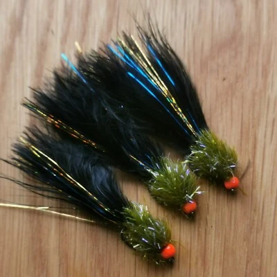 FLY FISHING BY J R BARTLEY Ally McCoist UV oliv/schwarz Fritz Köder Größe 10 (6er Set) Fliegenfischen Fliegen