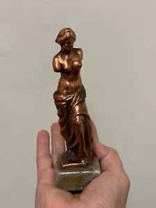 Vtg Aphrodite Venus de Milo metal marble statue sculpture Goddess of Love 450 g - Picture 1 of 13