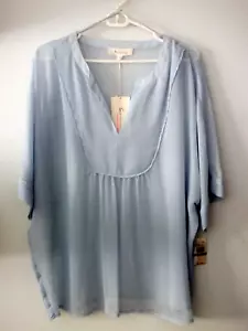 Top donna Vince Camuto 'Into the Blue' scollo a 3/4 trasparente manica $89 taglia L - Foto 1 di 6