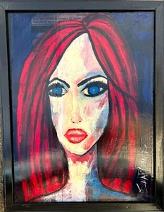 BIG STUNNING LADY Painting Listed WV Artist UPCYCLED SWARTZMILLER DNA SIGNED ART - Picture 1 of 12