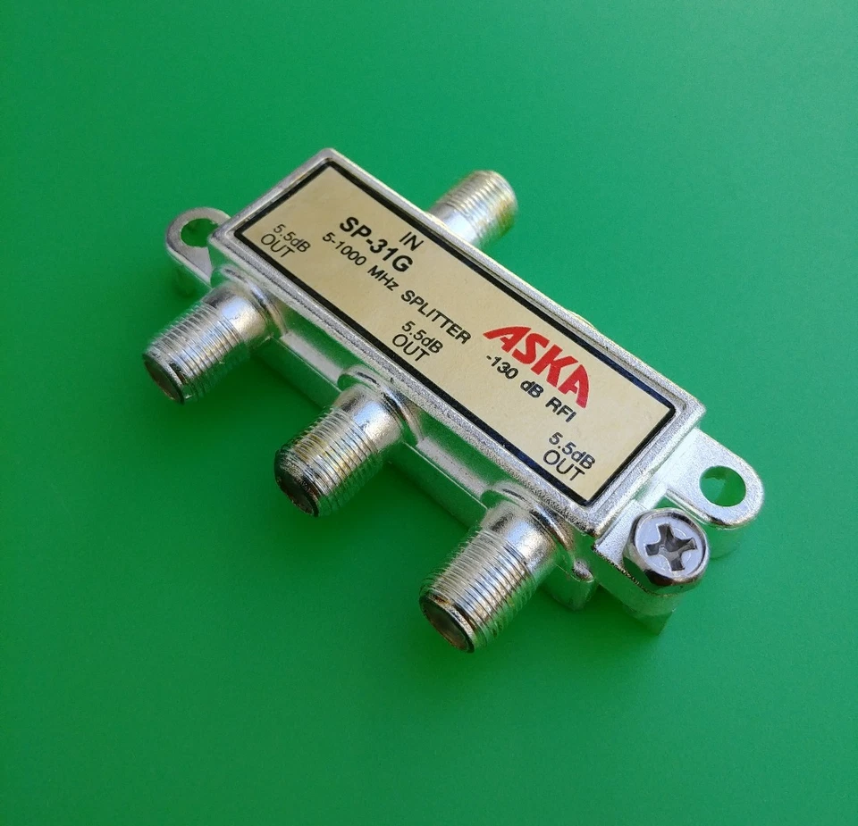 (2 PCS) ASKA SP-31G 5-1000MHz CATV Solder Back 3-WAY Equal Loss Ports Splitter - Image 1 of 1