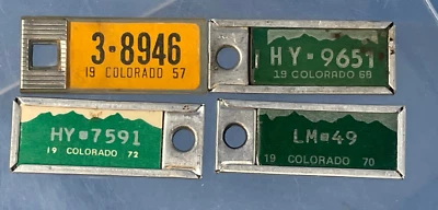 DAV License Plate Key Fob Lot of 4 Colorado plates 57, 68, 70, 72 - Image 1 of 2