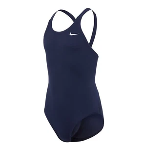Nike Kids Solid Blue Fast Back One-Piece Swimsuit L10735 Girls Size XS (6-8 YRS) - Picture 1 of 2