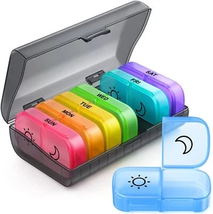 Weekly Pill Organizer 2 Times A Day With Sameside Opening Design Am Pm Pill Box - Picture 1 of 7