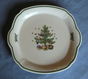 Vintage Nikko Happy Holidays Cake Plate Serving Tray w Handles Japan 10-1/8" GUC - Picture 1 of 7