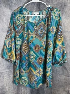 Southern Lady Gr. XL Southwestern Bluse Knopfdetail 3/4 Arm Gummibündchen - Bild 1 von 10