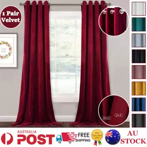 2X Luxury Velvet Blackout Curtains Eyelet Thermal Thick Window Curtain Draperies - Picture 1 of 96
