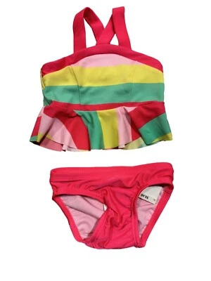 Conjunto de natação Tankini listra arco-íris bebê meninas gato e macaco - 9M - Imagem 1 de 3