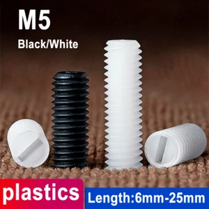 50pcs M5 Nylon Grub Screws Slotted Head Bolt Plastic Headless  Flat Point Screw - Picture 1 of 8